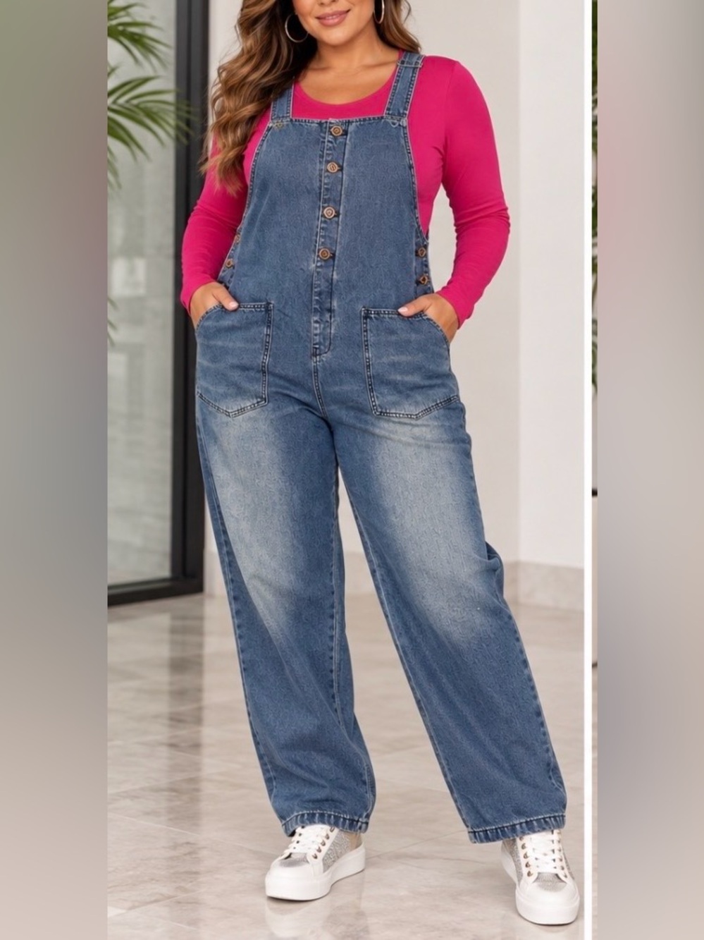 Chouyatou~Women's Faded Blue Denim Overalls - Classic Relaxed Fit. XL